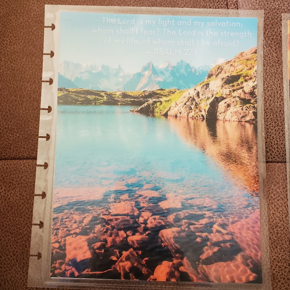 Happy Planner classic sized cover homemade Psalm 27:1 mountains *defects*
